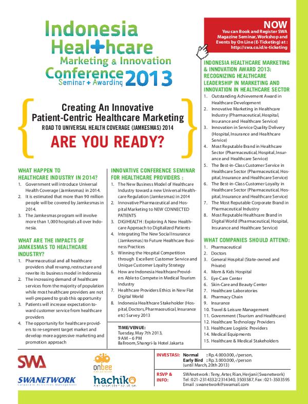 Indonesia Healthcare Marketing & Innovation Conference 2013