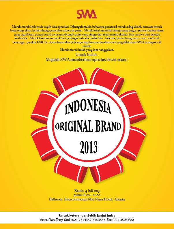 INDONESIA ORIGINAL BRAND 2013