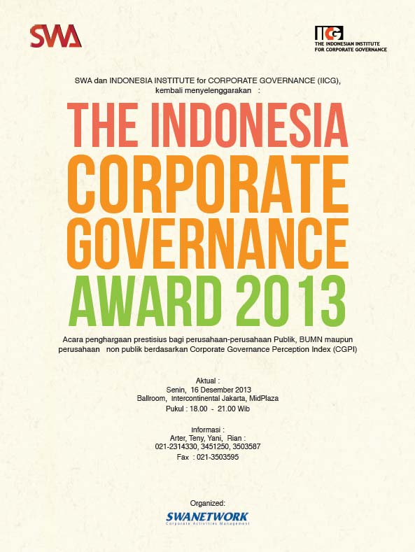 THE INDONESIA CORPORATE GOVERNANCE AWARD 2013