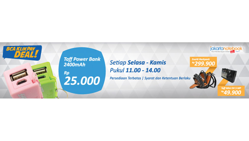 Dapatkan Perlengkapan Gadget Mulai Rp 25.000,- di BCA KlikPay Deal! Periode 18 – 20 Februari 2014
