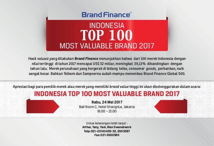 Brand Finance Indonesia Top 100 Most Valuable Brand 2017