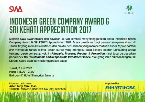 Indonesia Green Company Award and Sri Kehati Appreciation 2017