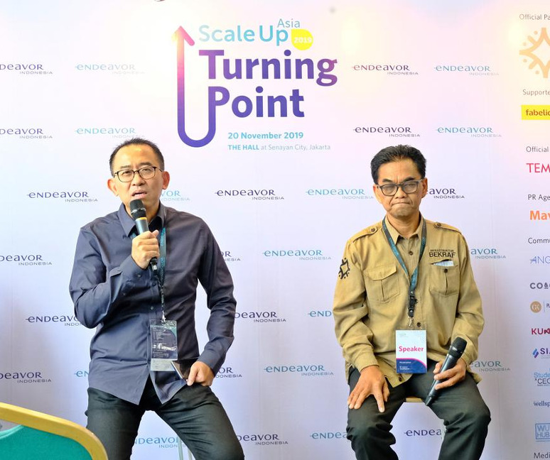 Hari Sungkari, Deputi Infrastruktur dan Ekonomi Kreatif Kemenparekraf (kanan) di Acara Scale Up Asia 2019: Turning Point di Senayan City, Jakarta