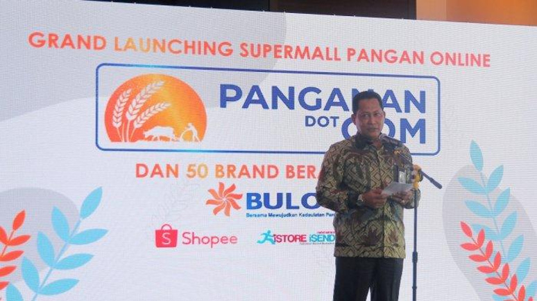 Direktur Utama Perum Bulog Budi Waseso saat peluncuran PangananDotCom di Komplek Pergudangan Bulog, Kelapa Gading, Jakarta