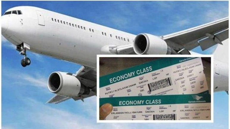 Ilustrasi tiket pesawat kelas ekonomi