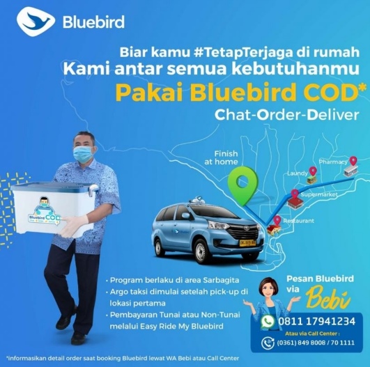 #TetapTerjaga, Bluebird Bali Layani "Concierge Chat-Order-Delivery"