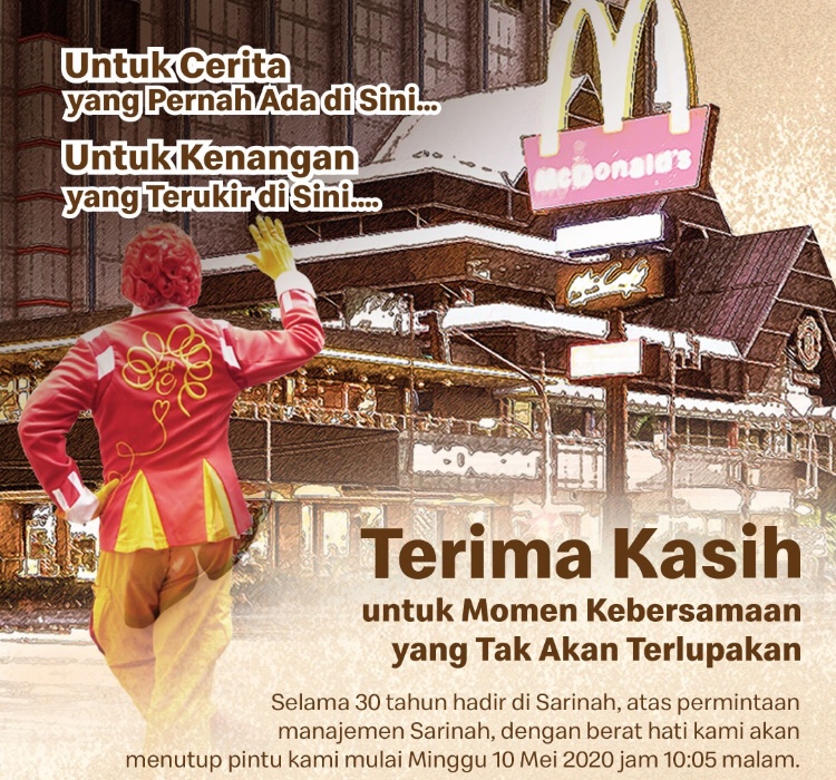 Menempati Lantai Dasar Gedung Sarinah selama 30 Tahun, Gerai McDonald’s Akhirnya Ditutup