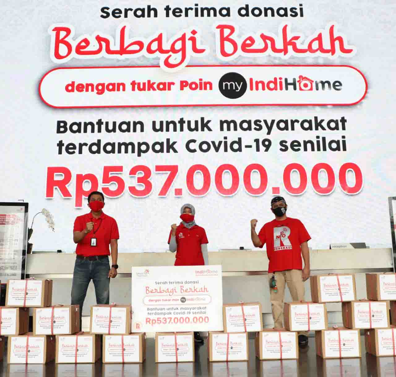 IndiHome Serahkan 3.000 Paket Sembako Senilai Rp537 Juta kepada Masyarakat Terdampak COVID-19 melalui Program Donasi Berbagi Berkah