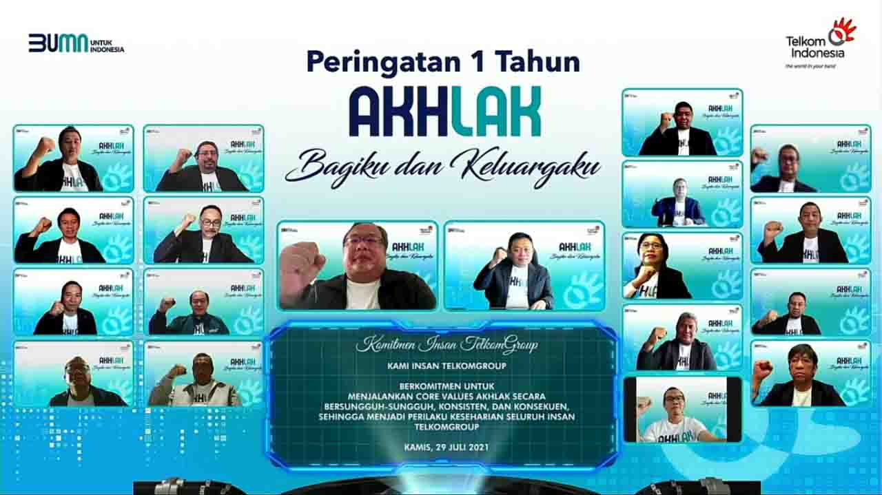Peringatan 1 Tahun AKHLAK TelkomGroup Melalui Virtual Event yang Meriah dan Bermakna, TelkomGroup Canangkan Komitmen Perkuat Implementasi Nilai AKHLAK Demi Akselerasi Digital Indonesia